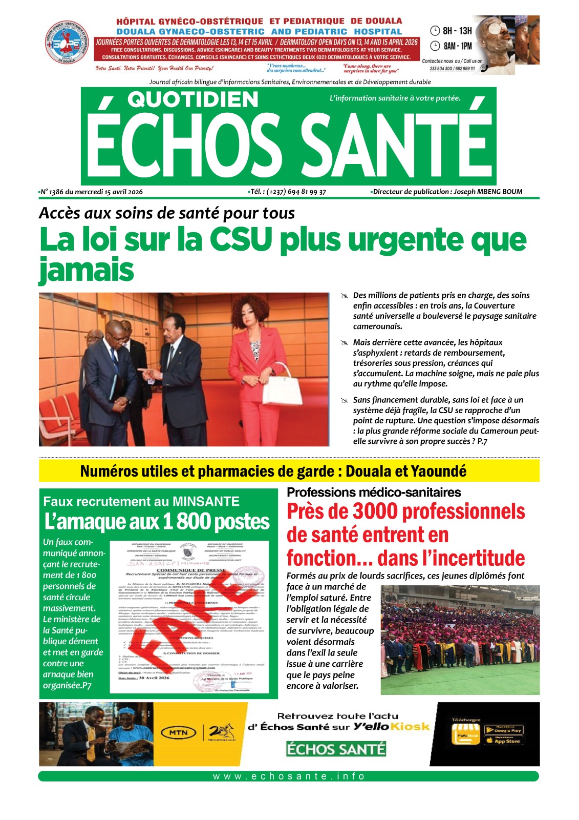 Echos santé n°1386 du mercredi 15 avril 2026