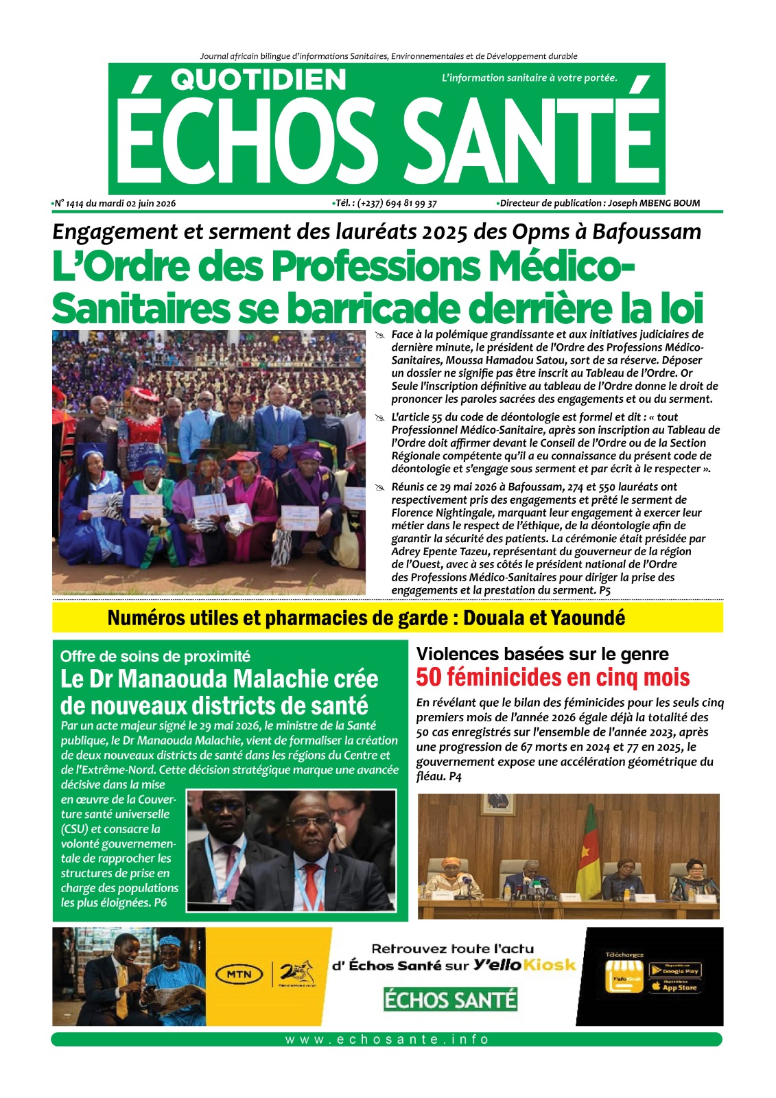 Echos santé n°1408 du mardi 2 juin 2026