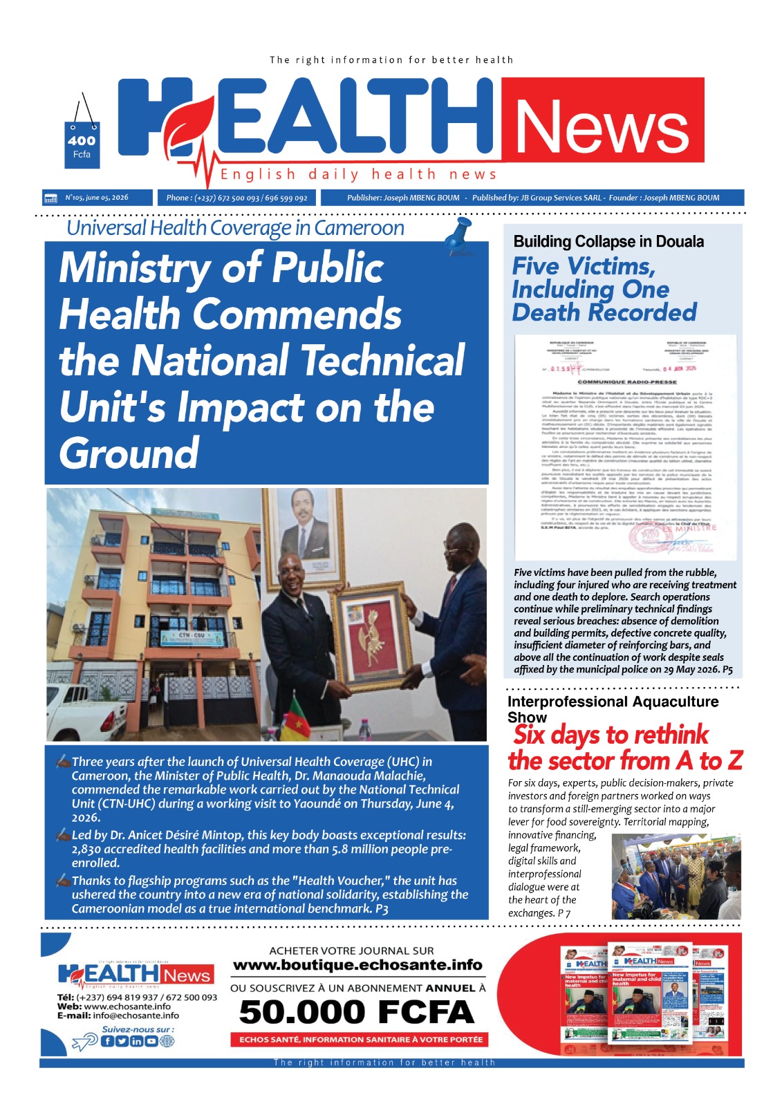Health News N°105 du vendredi 5 juin 2026