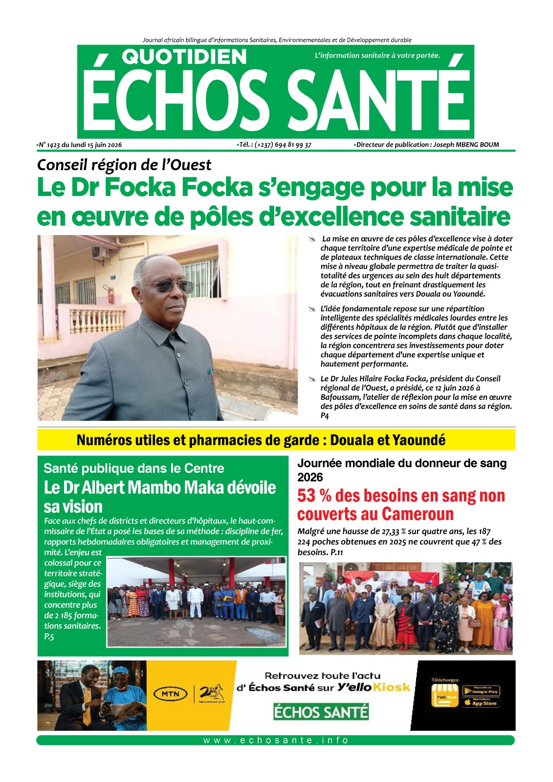 Echos santé n°1423 du lundi 15 juin 2026