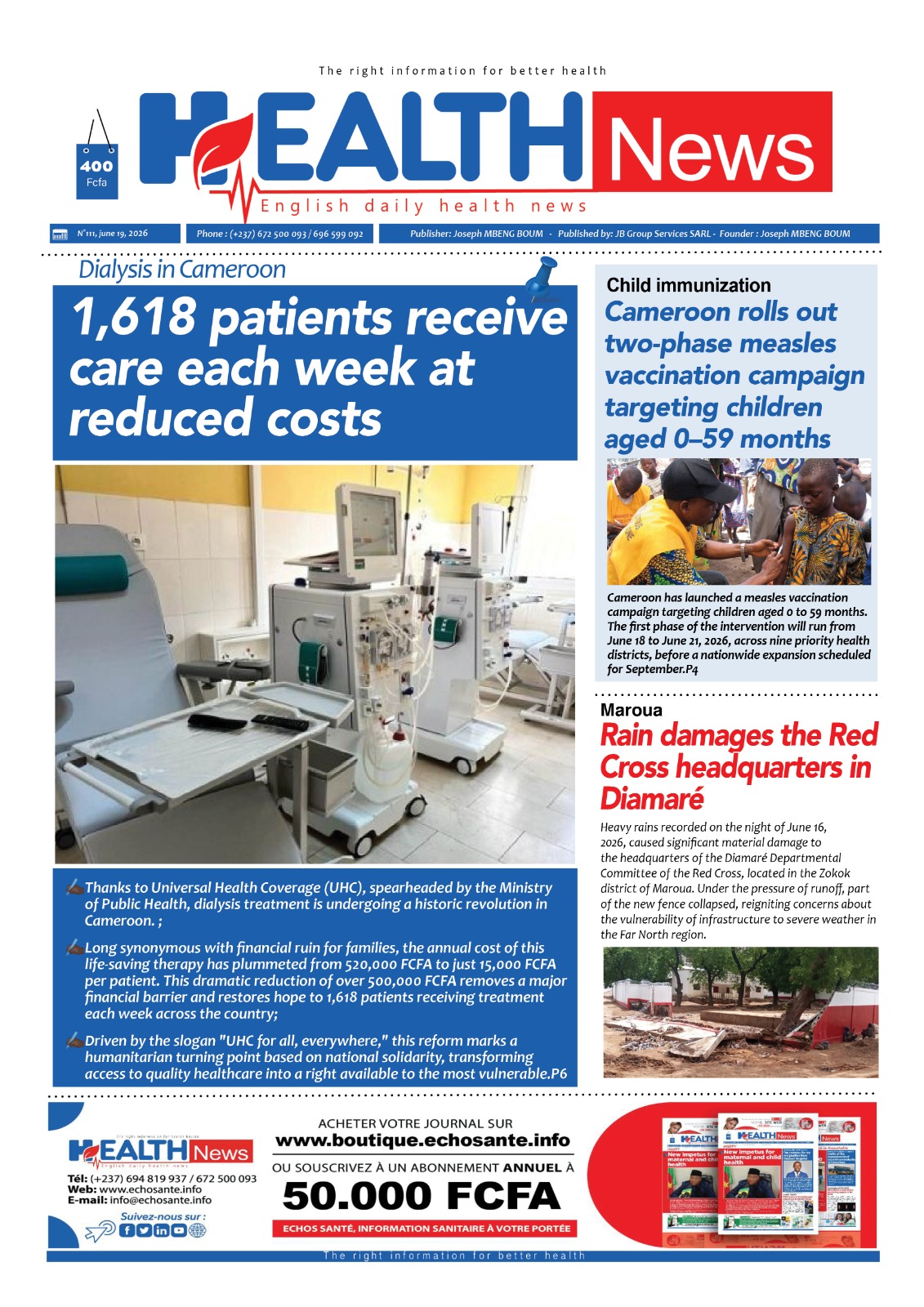 Health News N°111 du vendredi 19 juin 2026