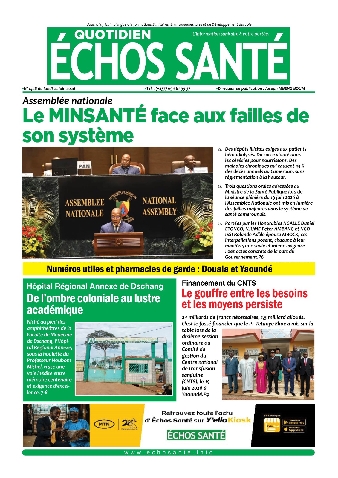 Echos santé n°1428 du lundi 22 juin 2026