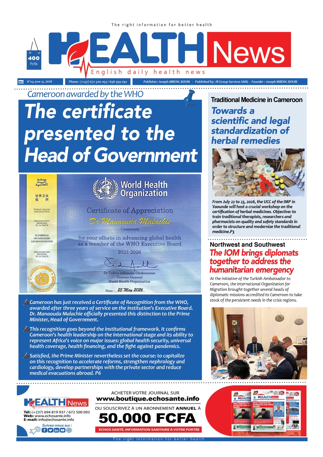 Health News N°113 du jeudi 25 juin 2026