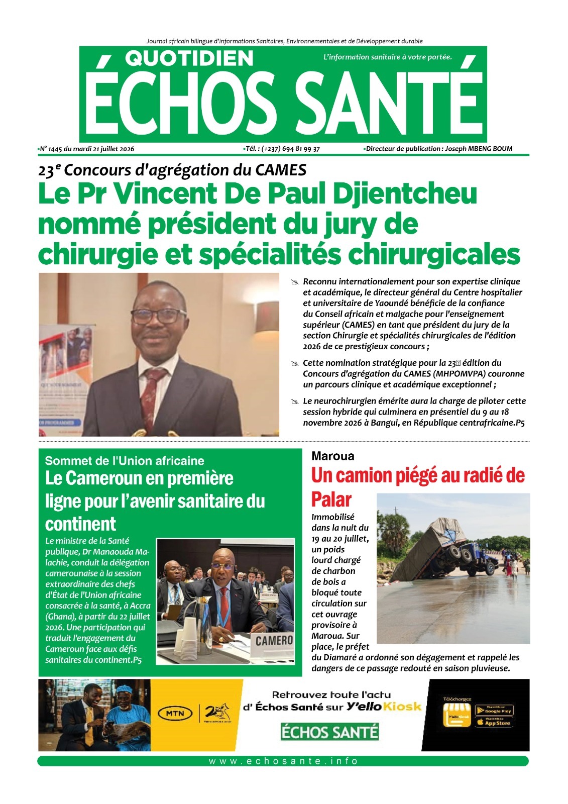 Echos santé n°1445 du mardi 21 juillet 2026