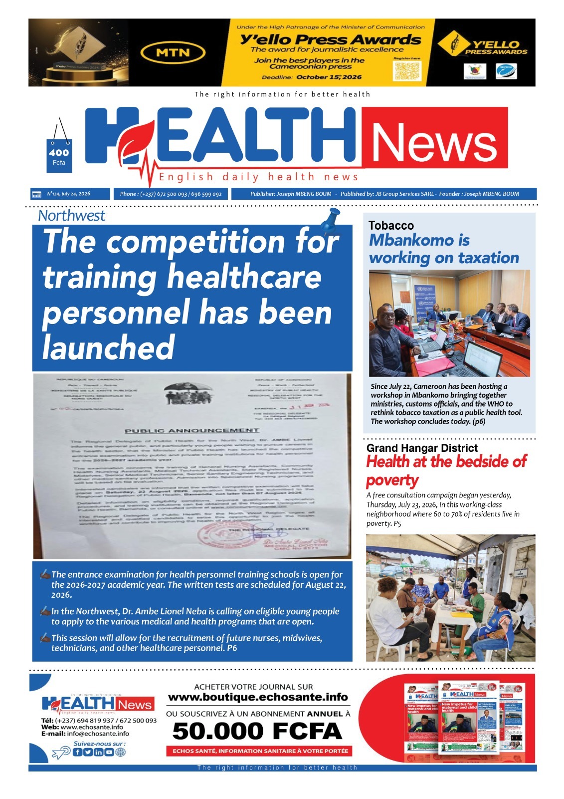 Health News N°124 du vendredi 24 juillet 2026