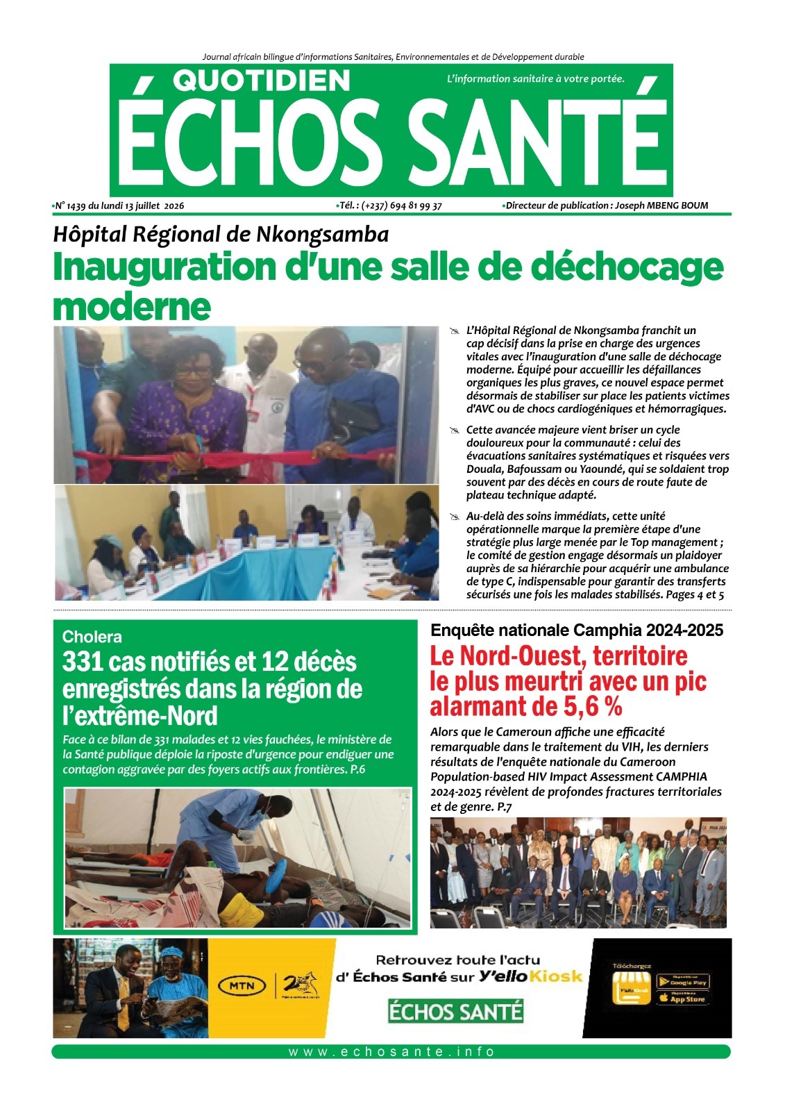 Echos santé n°1436 du lundi 13 juillet 2026
