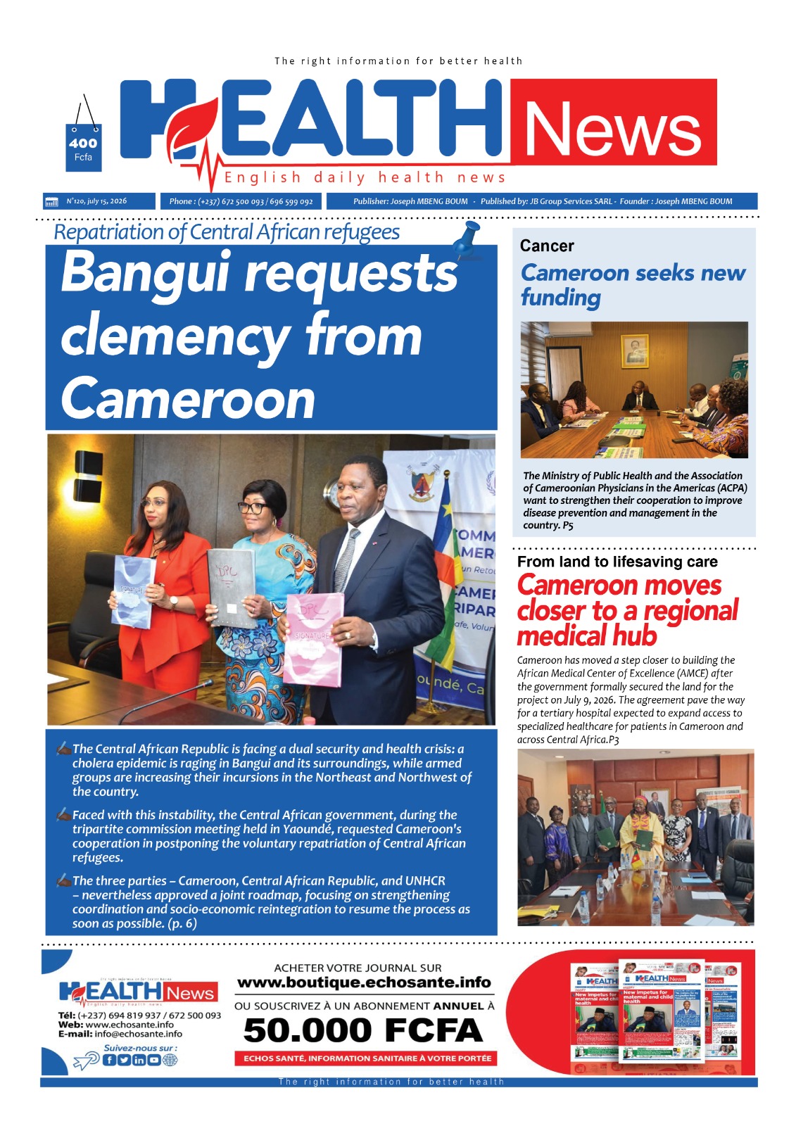 Health News N°120 du mercredi 15 juillet 2026