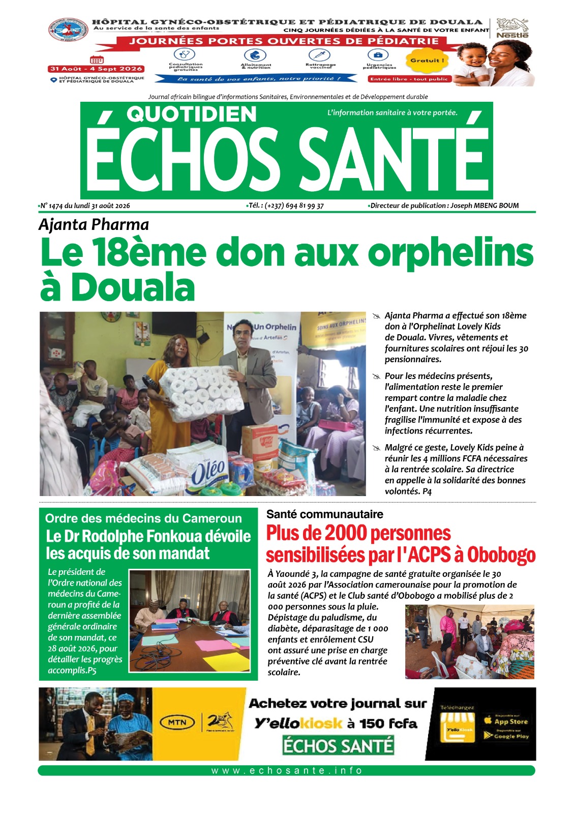 Echos Santé n° 1474 du lundi 31 août 2026